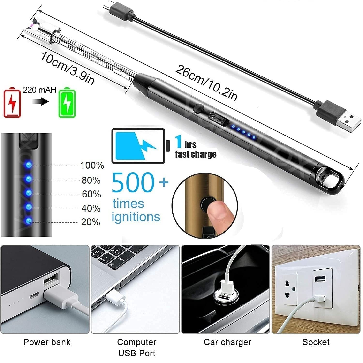 Rechargeable Electric Multipurpose Lighter
